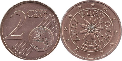 2 евроцента 2008 Австрия