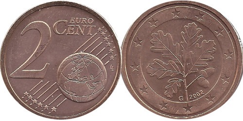 2 евроцентов 2002 «G» Германия