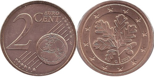 2 евроцентов 2008 «G» Германия