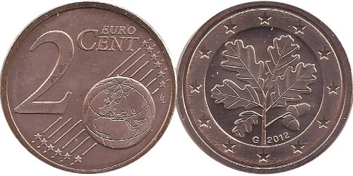 2 евроцентов 2012 «G» Германия