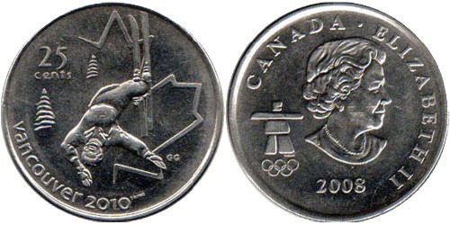 25 центов 2008 Канада — XXI зимние Олимпийские Игры, Ванкувер 2010 — Фристайл