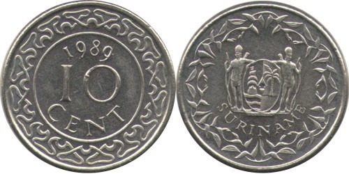 10 центов 1989 Суринам