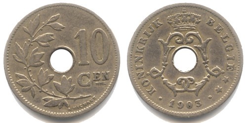 10 сантимов 1903 Бельгия (VL)