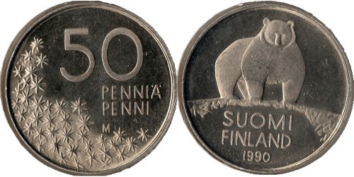 50 пенни 1990 Финляндия