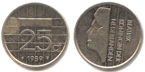 25 центов 1989 Нидерланды