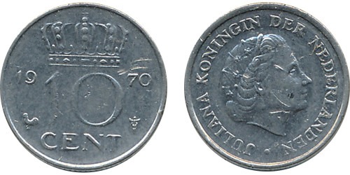 10 центов 1970 Нидерланды