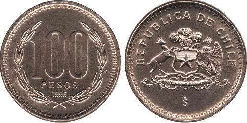 100 песо 1996 Чили