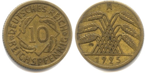 10 рейхспфеннигов 1925 «А» Германия