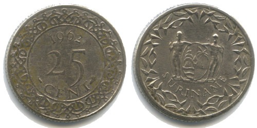 25 центов 1962 Суринам