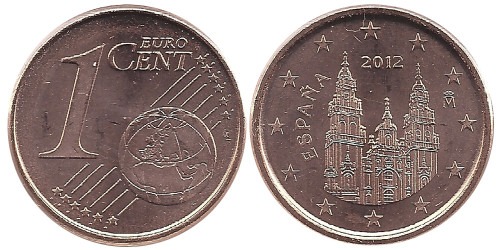 1 евроцент 2012 Испания