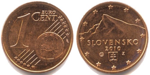 1 евроцент 2010 Словакия