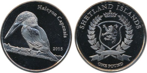 1 фунт 2015 Шетландские острова — Аистоклювый зимородок