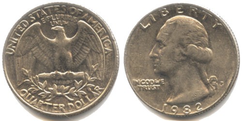 25 центов 1982 P США
