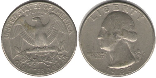 25 центов 1983 D США