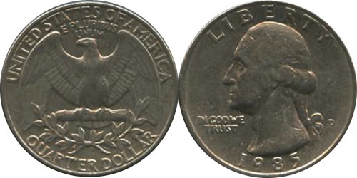 25 центов 1985 D США