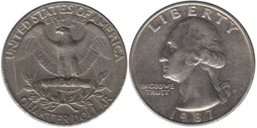 25 центов 1987 P США