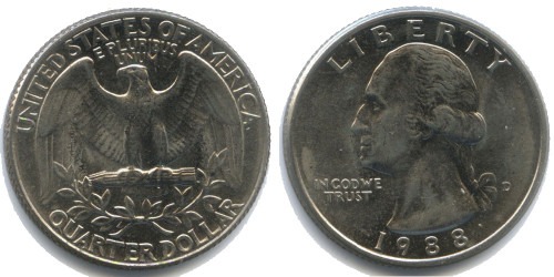 25 центов 1988 D США