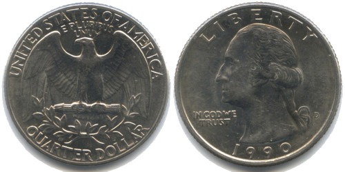 25 центов 1990 D США