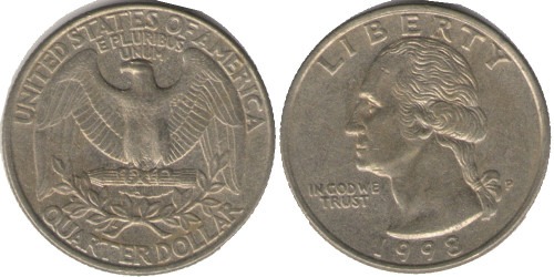 25 центов 1998 P США