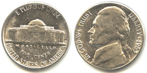 5 центов 1963 D США