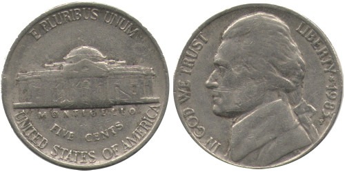 5 центов 1983 P США