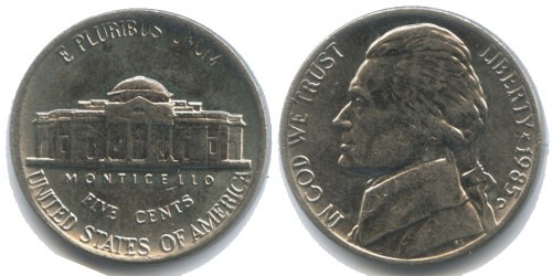 5 центов 1985 D США