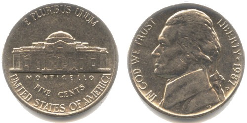 5 центов 1987 P США