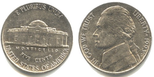 5 центов 1993 D США
