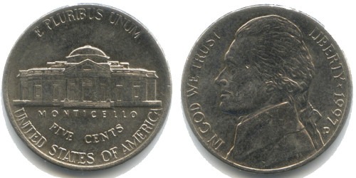 5 центов 1997 D США