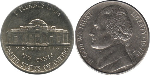 5 центов 1997 P США