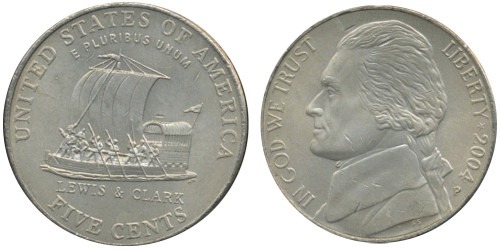 5 центов 2004 P США — 200 лет экспедиции Льюиса и Кларка — Лодка