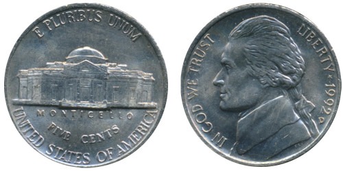 5 центов 1992 D США