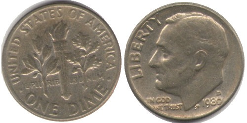 10 центов 1980 D США