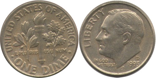 10 центов 1993 D США