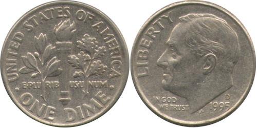 10 центов 1995 D США