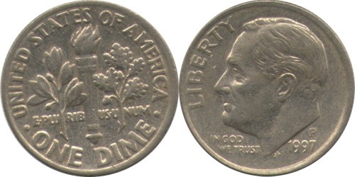 10 центов 1997 P США