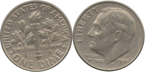 10 центов 1998 D США