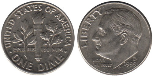 10 центов 1999 D США