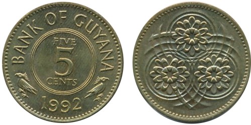 5 центов 1992 Гайана