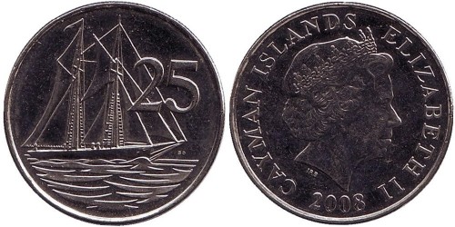 25 центов 2008 Каймановы острова UNC