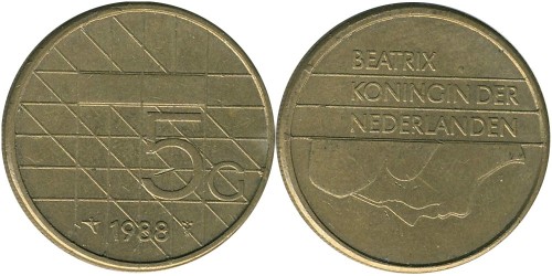 5 гульденов 1988 Нидерланды