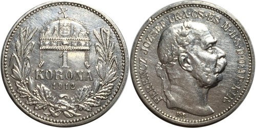 1 крона 1912 Венгрия — серебро