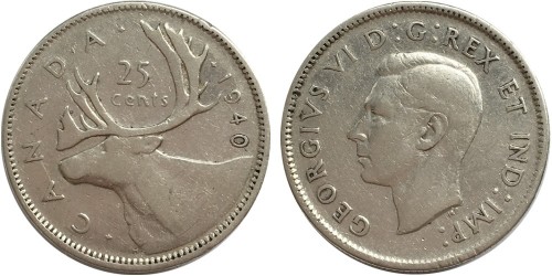 25 центов 1940 Канада — серебро
