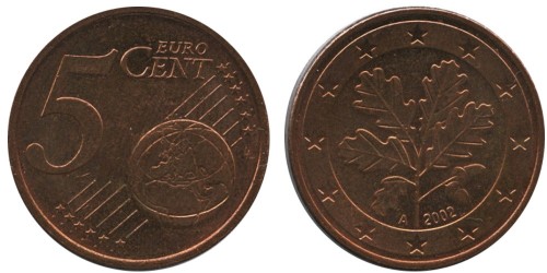 5 евроцентов 2002 «А» Германия