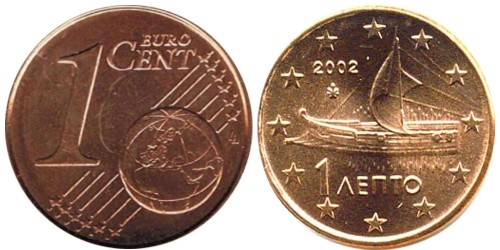 1 евроцент 2002 Греция UNC