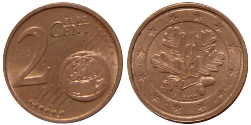 2 евроцента 2002 «J» Германия