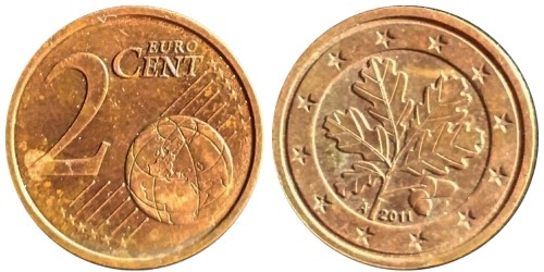 2 евроцента 2011 «А» Германия