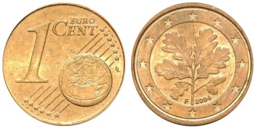 1 евроцент 2004 «F» Германия