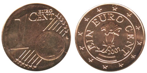 1 евроцент 2007 Австрия