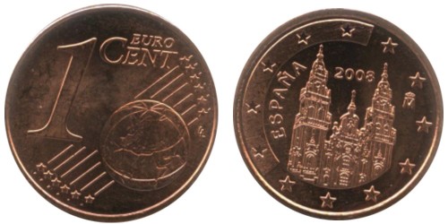 1 евроцент 2008 Испания